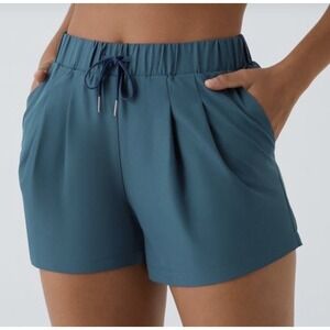 New Halara XS Elastic‎ Waist High Rise Waistband Pocket Blue Coral Shorts